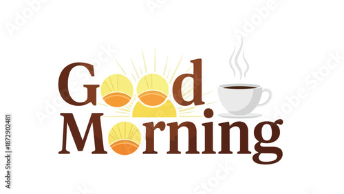 Warm sunrise coffee greeting, a fresh start to a lovely day, welcoming bright mornings