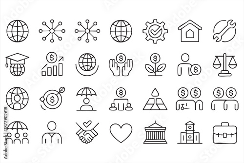 Banking and Asset Protection Icons for Investment Platforms
