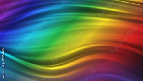 Vibrant 4K video background features a colorful abstract wavy pattern in rainbow hues
