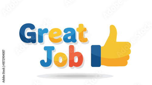 This cheerful graphic conveys immense appreciation and stellar performance recognition with its bright 'Great Job!' lettering and an approving