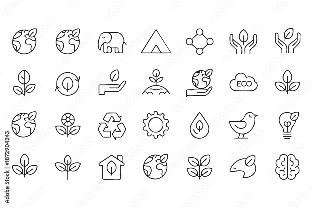 Fototapeta premium Renewable Energy and Conservation Icons for Ethical Business Branding
