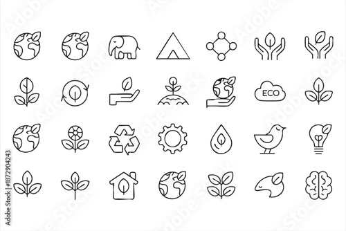 Renewable Energy and Conservation Icons for Ethical Business Branding