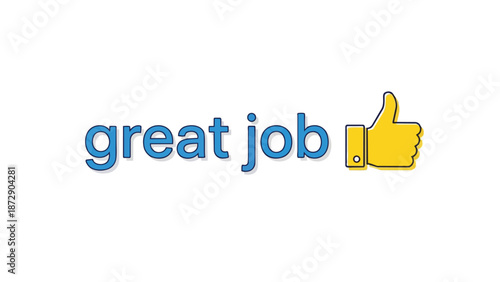 Modern digital illustration expressing excellent accomplishment and positive feedback with a clear thumbs up gesture. Symbolizing high-quality work
