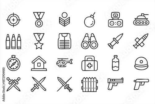 Combat Equipment Line Graphics for Defense Marketing Materials