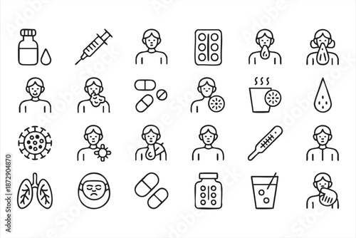 Virus Infection and Patient Condition Icons for Clinic Marketing