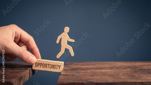 A Figure Leaping Over a Gap Symbolizing Innovation in Business Success