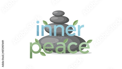 An illustrative emblem of mindful tranquility represented by balanced stones and natural elements, conveying a profound sense of serenity and