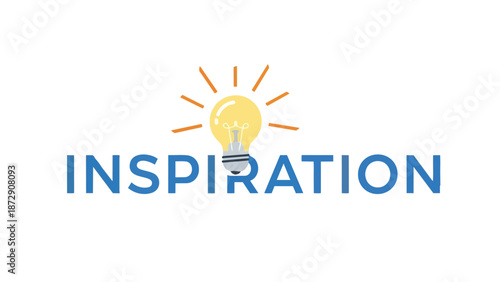 A graphic representation of the word 'INSPIRATION' with a glowing lightbulb replacing the 'I', symbolizing innovative ideas, creative thought, and