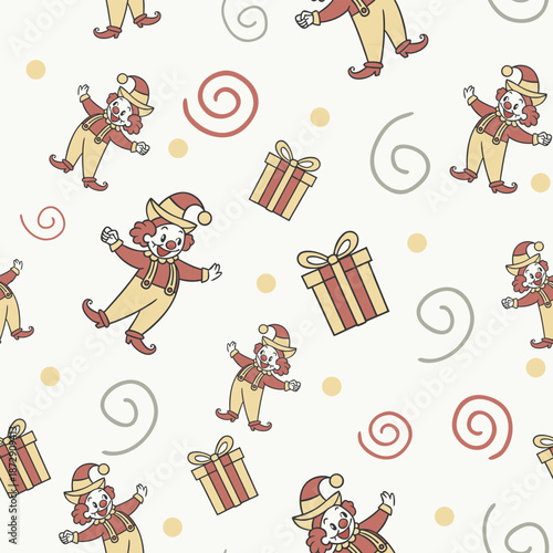 Baby Clown Gift Wrap Pattern Illustrations