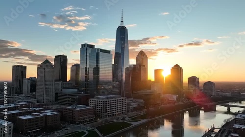 Wallpaper Mural City skyline at sunset modern architecture and urban landscape Torontodigital.ca