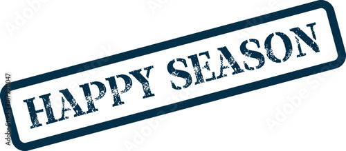 Happy season blue distressed rubber stamp conveying festive greetings for any time of year