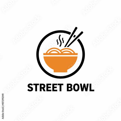 Street Bowl Ramen Noodle Food Logo