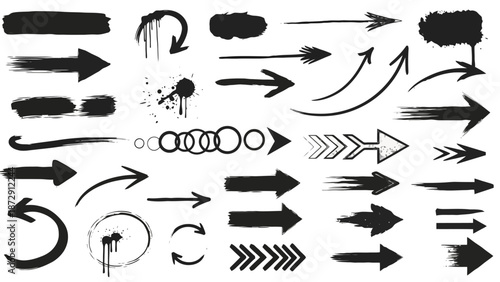 Collection of hand-drawn arrows, various shapes and styles, perfect for design elements and visual communication.