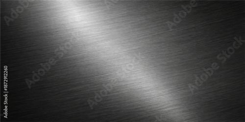 A polished stainless steel plate featuring a brushed silver metal texture with a shiny industrial chrome surface and light reflection on a gray metallic aluminum material sheet pattern