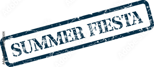 Official rubber stamp effect with distressed texture displays the important words Summer Party