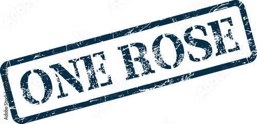 One Rose Romantic Declaration with Grunge Blue Ink Rubber Stamp Style