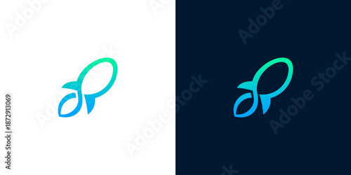 Abstract minimalist rocket logo design, symbolizing startup, growth, and innovation against a contrasting background