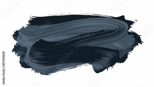 A dark, textured brush stroke of deep blue-grey paint, creating a sense of depth and movement.