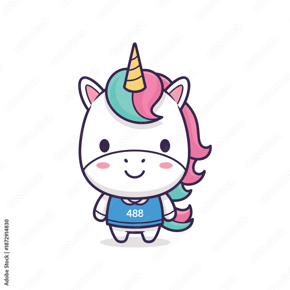 Fototapeta premium Cartoon Unicorn Running Illustration