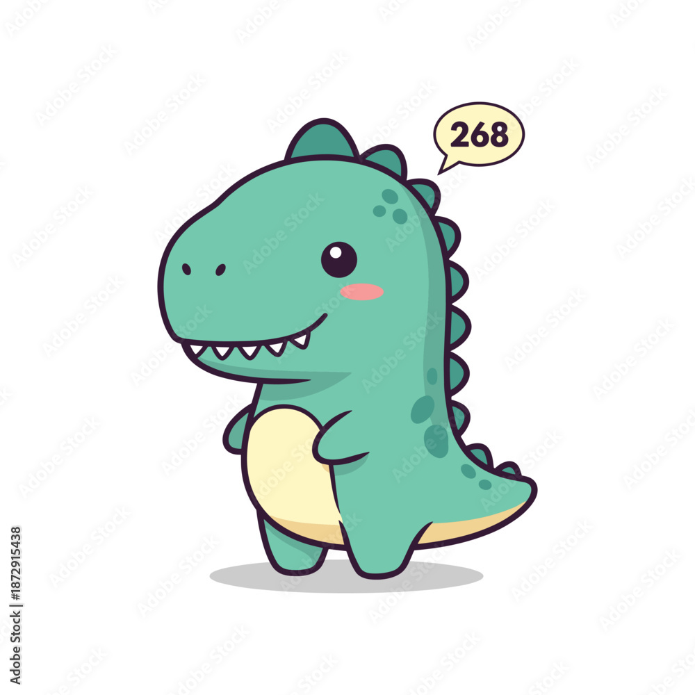 Fototapeta premium Cute Cartoon Dinosaur with Speech Bubble - Vector Illustration