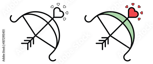  Valentine icon with bow and arrow and heart