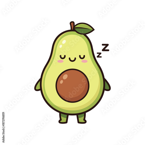Adorable Sleeping Avocado Character Illustration