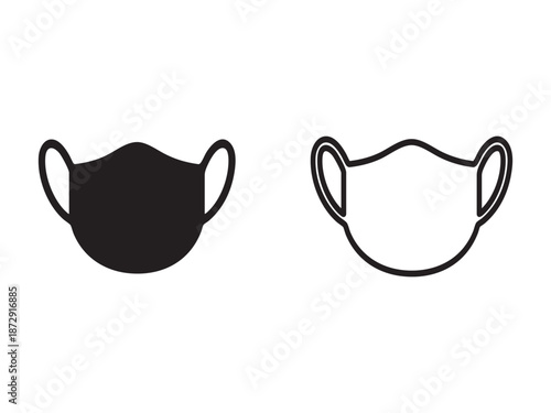 Two face masks in contrasting styles one a striking silhouette