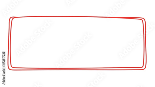 A double red rectangular frame surrounds a blank white space viewed from a straightforward perspective