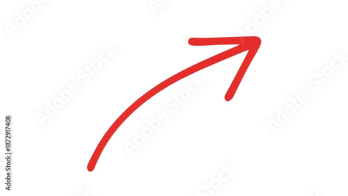A red arrow pointing upwards and to the right on a white background