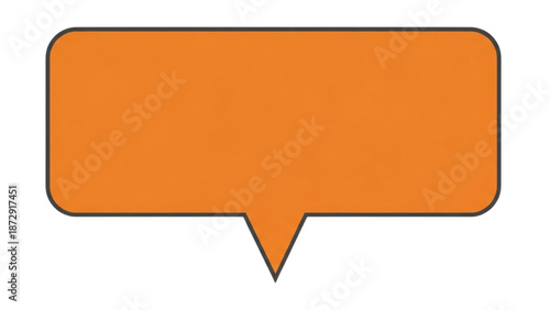 A simple orange speech bubble icon on a white background viewed from directly above