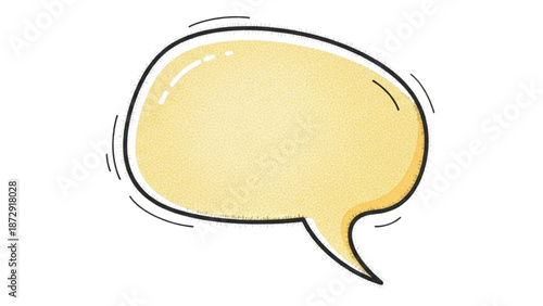 A yellow speech bubble illustration on a white background
