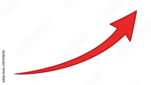 A red arrow pointing upwards indicating growth and progress on a white background