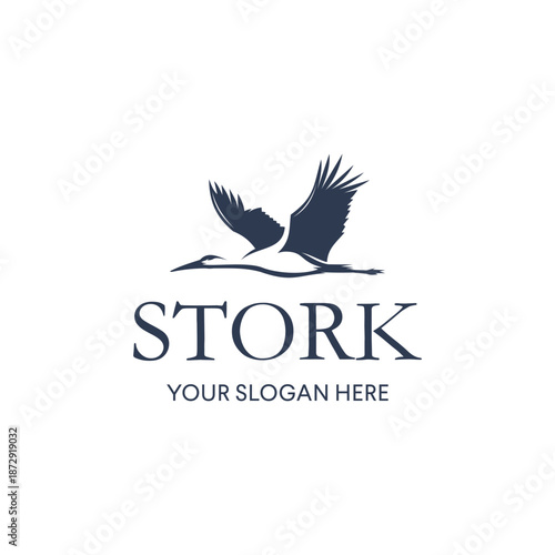 Stork brings icon silhouette. Vector logo of a stork in flight. Illustration side view, suitable for your design need, logo, illustration, animation, etc.