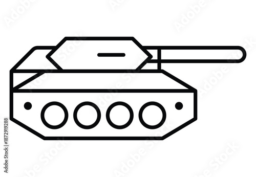 Outline of a Modern Tank with Gun Barrel and Armored Body Design