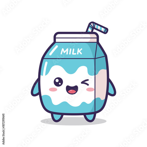 Cute Cartoon Milk Bottle Character Illustration