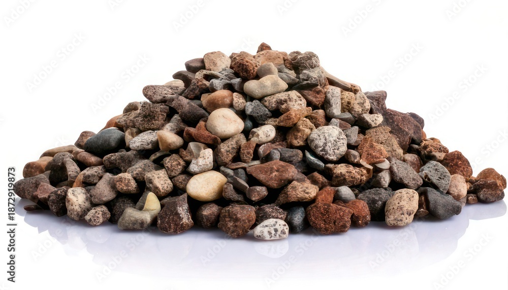 Obraz premium Pile of Colorful River Rocks on White Background.