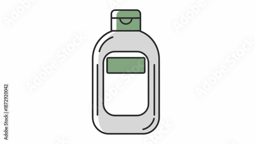 Outline illustration of a minimalist personal care bottle, suitable for cosmetic product icons