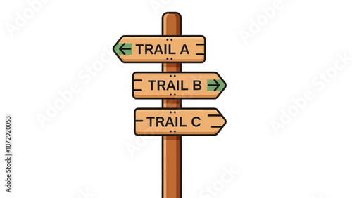 Clear wooden directional signpost offering multiple trail choices for outdoor enthusiasts exploring paths