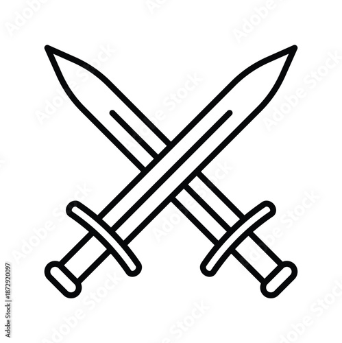 Crossed Swords Icon in Minimalist Style for Battle and Combat Themes