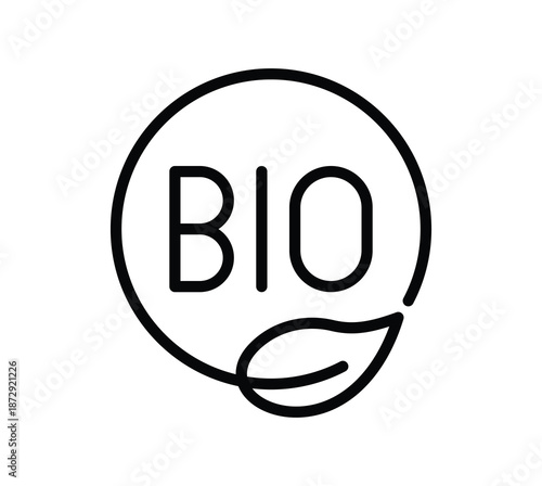 Organic Bio Logo Design Featuring Leaf Symbol in Black and White Style