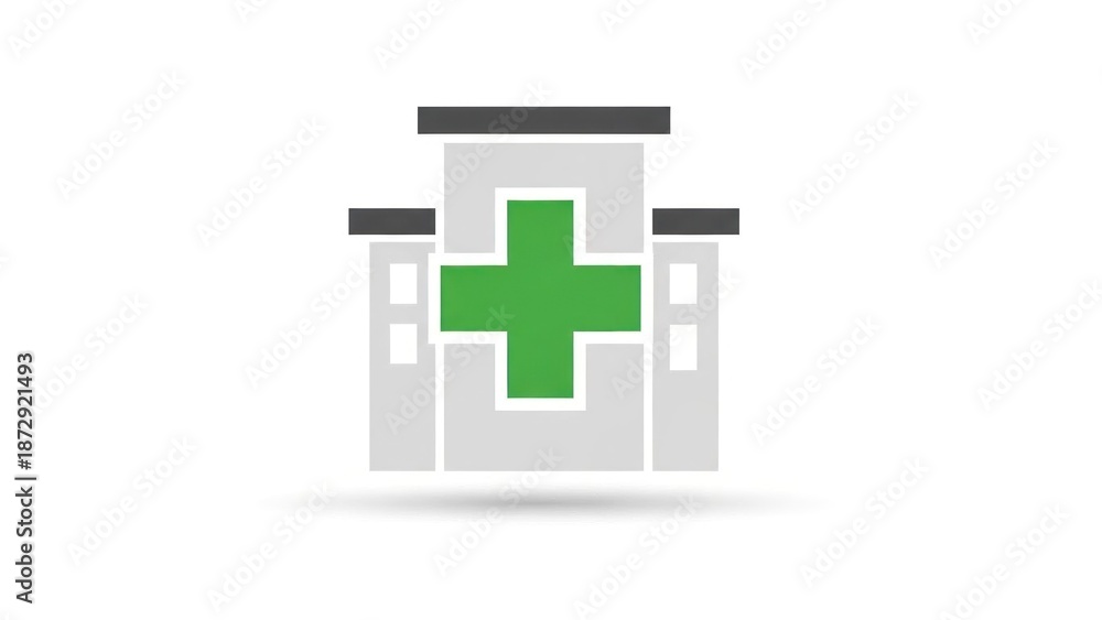 Obraz premium A green and red cross symbol on a white building with a green cross on it.