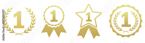 NO.1 gold logo, icon, label, emblem, sign, gold, vector,  illustration, award, symbol, design isolated transparent.