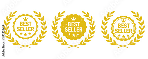A set of best seller vintage stickers, badges, and isolated vector illustrations.