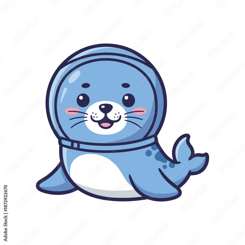 Fototapeta premium Seal in Space Helmet Illustration