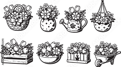 Easter Egg Stacking and Balance Black and White eps