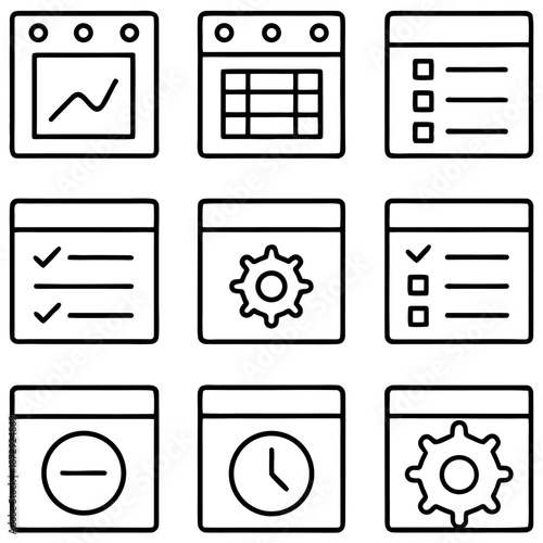Business and productivity icons isolated on transparent background