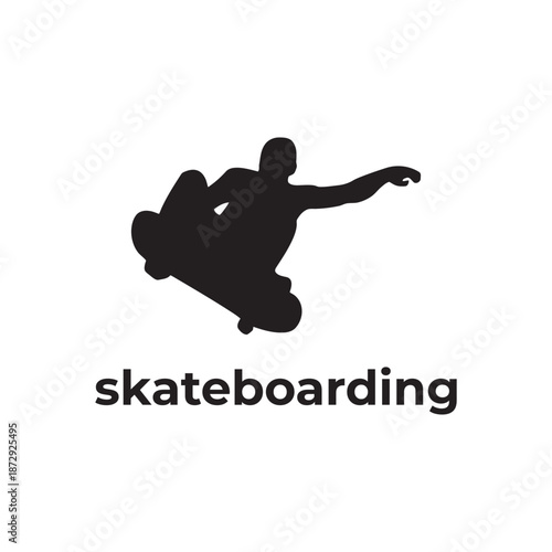 simple black skateboarding silhouette vector design