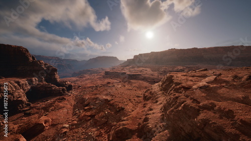 Canvas Print A stunning view of rugged rock formations stretches across a beautiful canyon