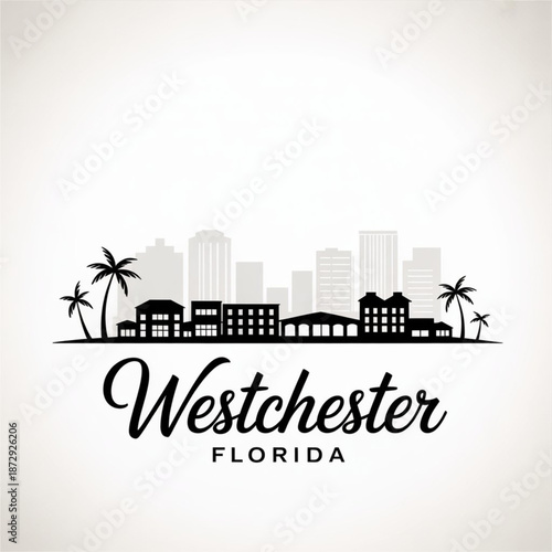 Westchester Florida City Skyline Silhouette — A Suburban Landscape of Greater Miami Vector Art