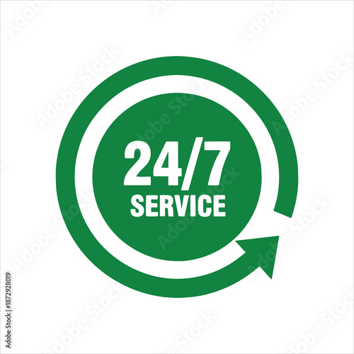 Minimal 24 7 Service Support Logo Design Vector